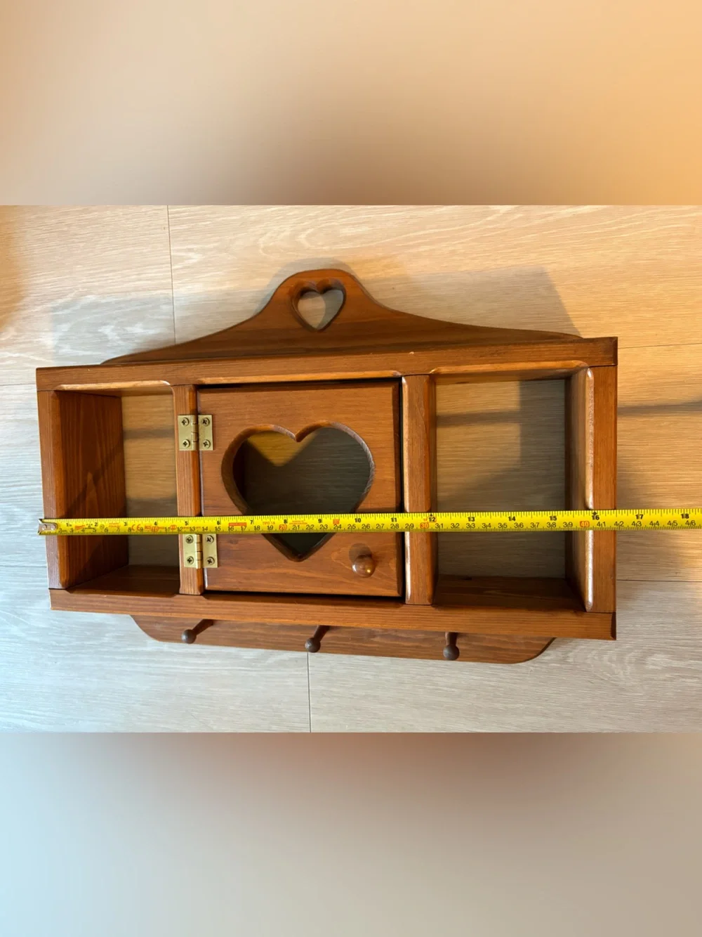 Cottagecore Wooden Heart Wall Shelf - Brown